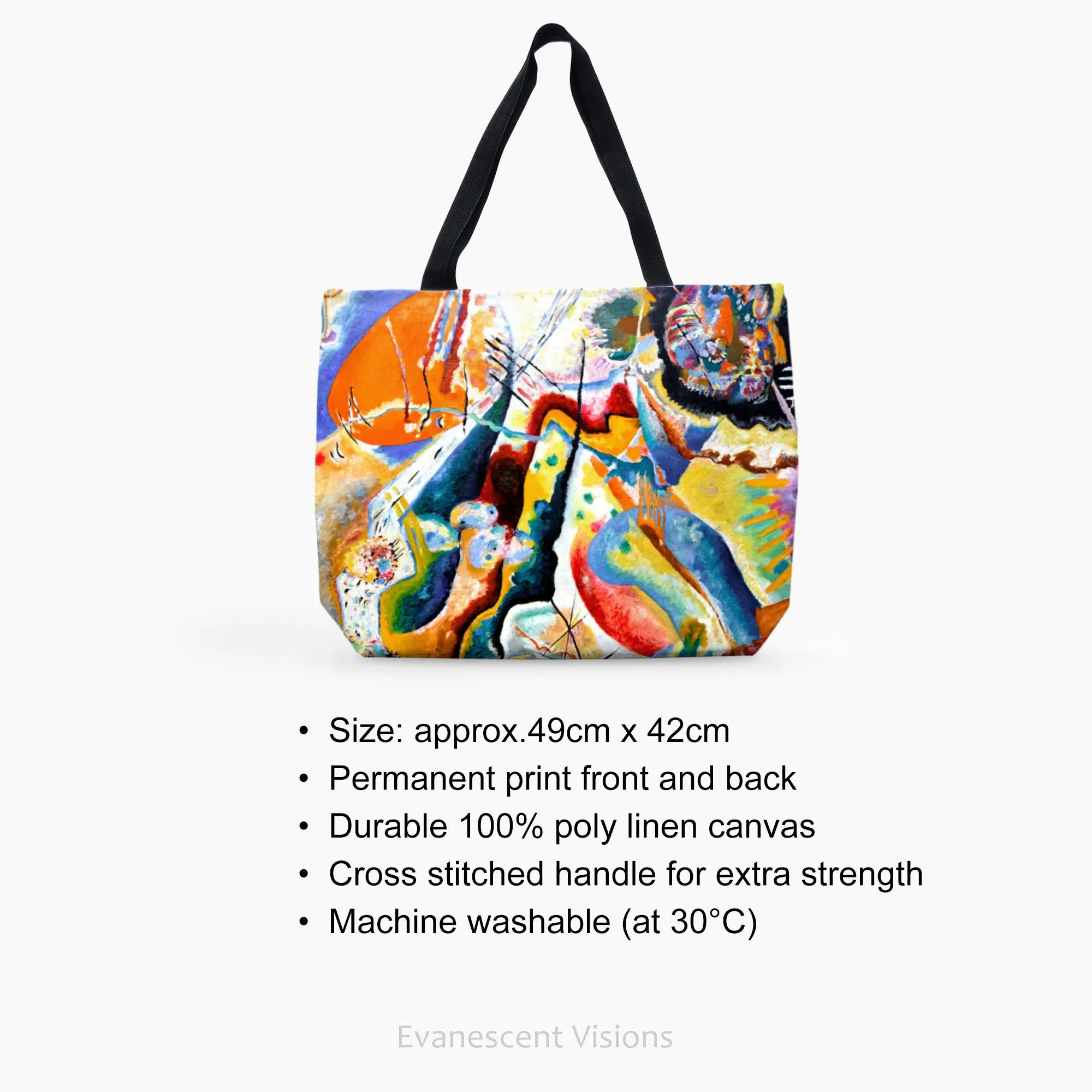 Colourful Kandinsky Abstract Art Large Canvas Tote Bag, Shopping Bag