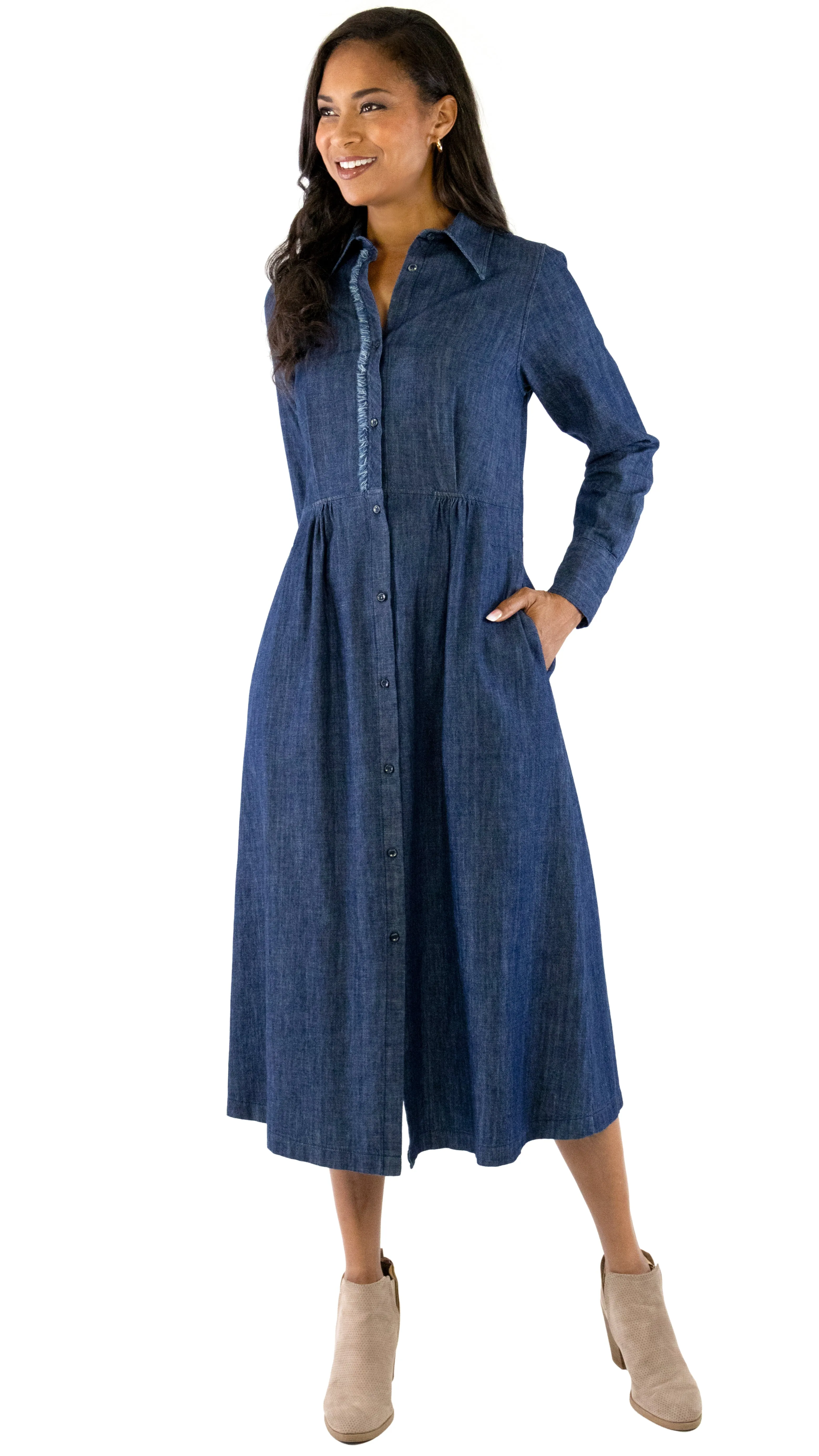 Denim Midi Dress - Denim