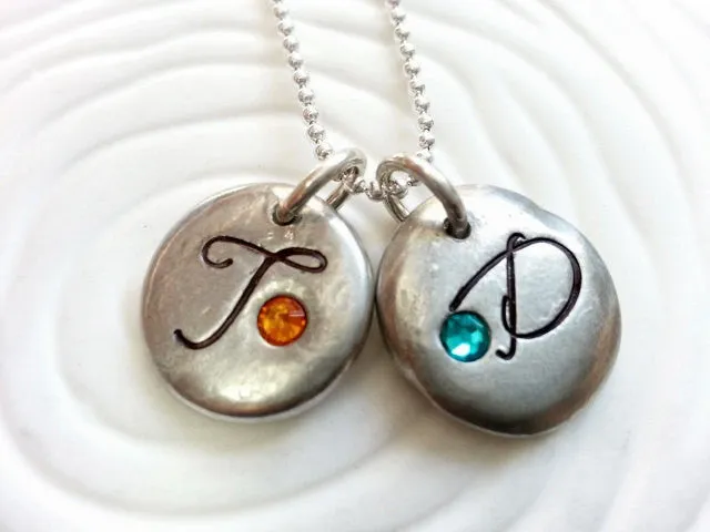 Elegant Initial Necklace | Birthstone Initial | Pebble Collection