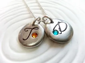 Elegant Initial Necklace | Birthstone Initial | Pebble Collection