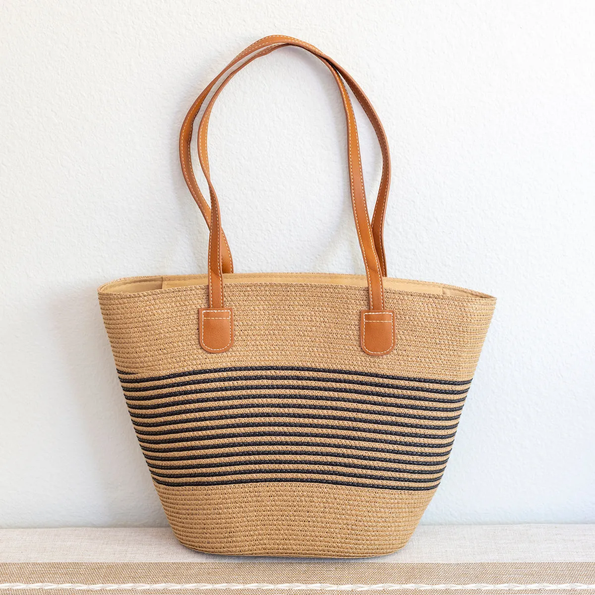 Elena Handbags Straw Summer Tote Beach Basket Bag