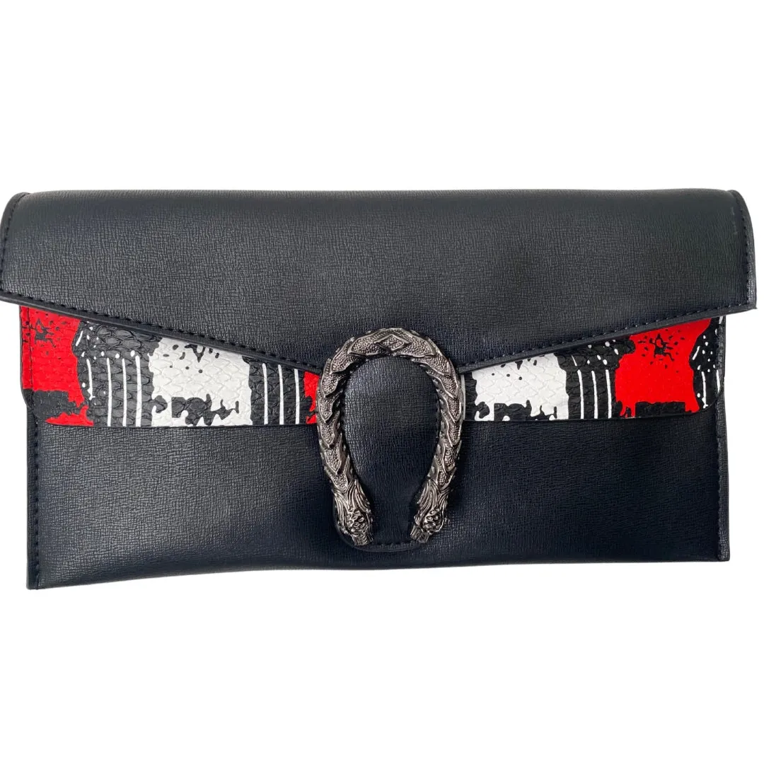 Envelope Clutch Shoulder Bag Black