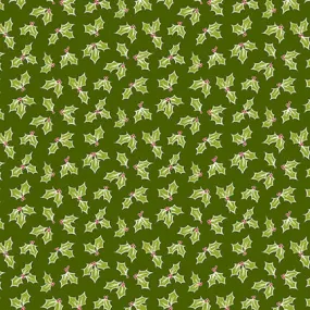 Fabric, My Childhood Christmas by Buttermilk Basin - Green Holly (by the yard)