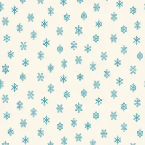 Fabric, Winter in Snowtown by Buttermilk Basin - Cream Light Blue Snowflakes (by the yard)