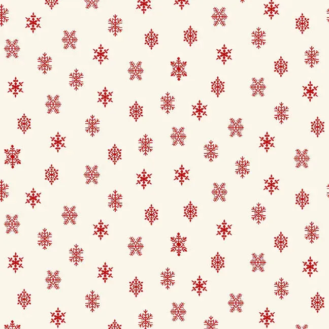 Fabric, Winter in Snowtown by Buttermilk Basin - Cream Red Snowflakes (by the yard)