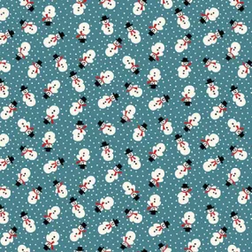 Fabric, Winter in Snowtown by Buttermilk Basin - Dark Blue Tossed Snowmen (by the yard)