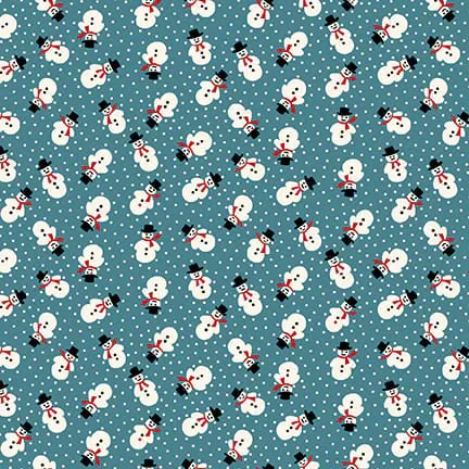 Fabric, Winter in Snowtown by Buttermilk Basin - Dark Blue Tossed Snowmen (by the yard)