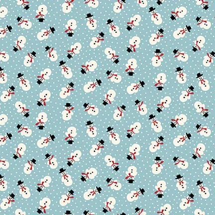 Fabric, Winter in Snowtown by Buttermilk Basin - Light Blue Tossed Snowmen (by the yard)