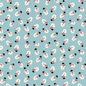 Fabric, Winter in Snowtown by Buttermilk Basin - Light Blue Tossed Snowmen (by the yard)