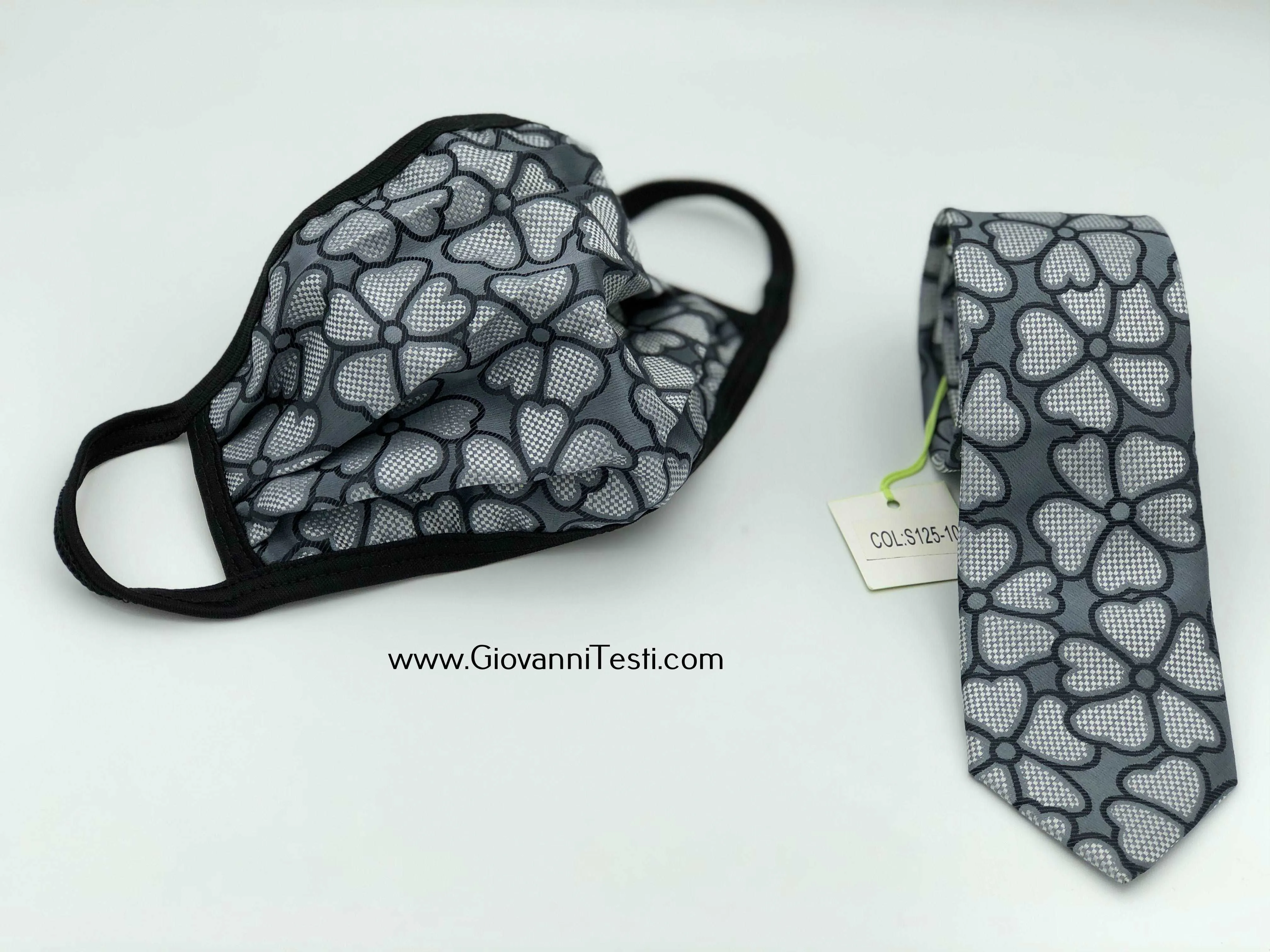 Face Mask & Tie Set S125-10, Grey