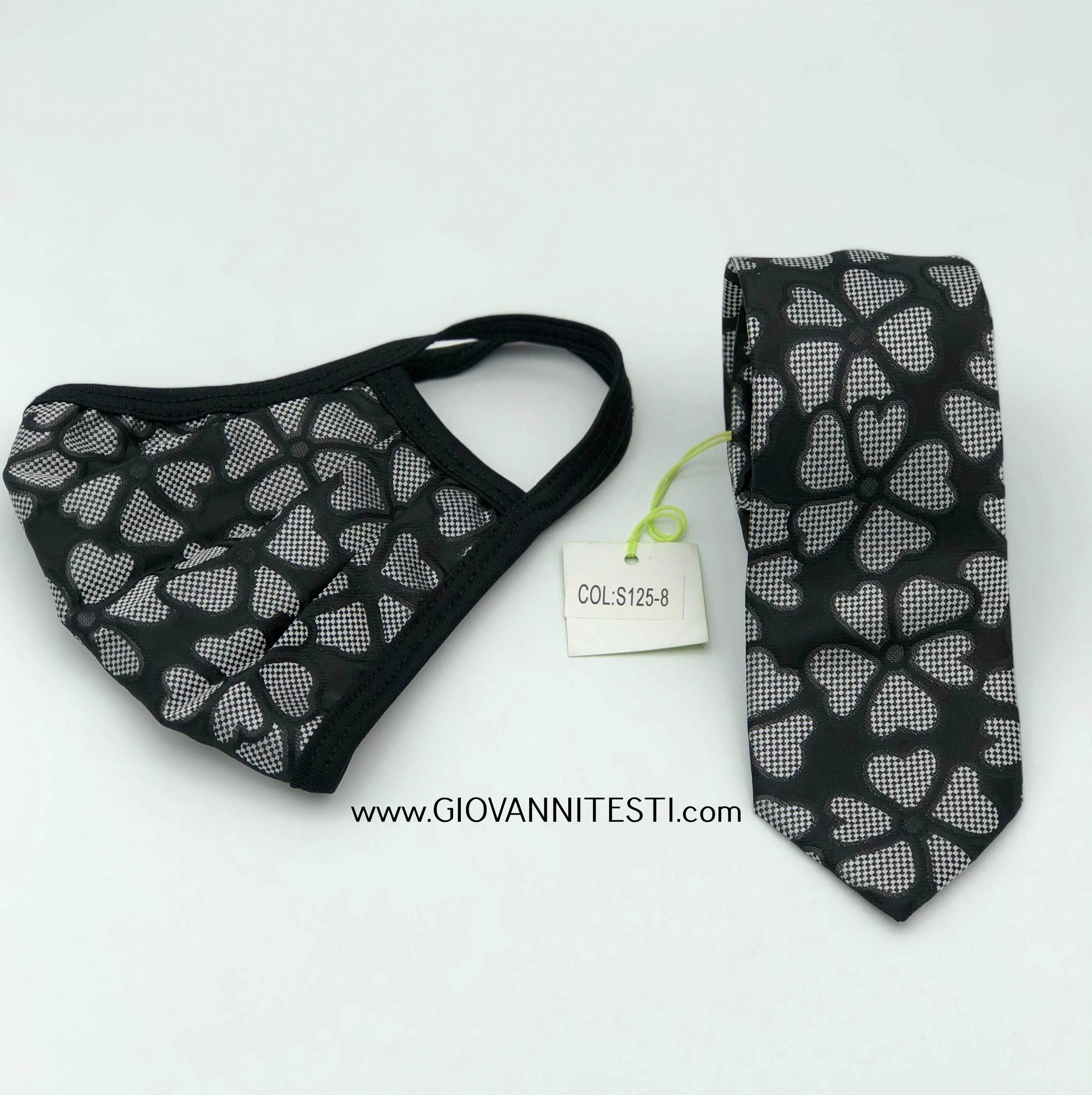 Face Mask & Tie Set S125-8, Black / Grey