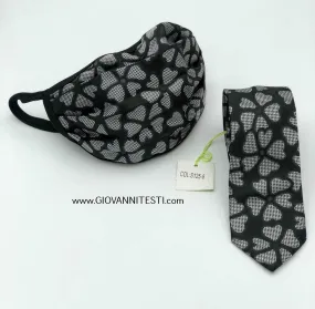 Face Mask & Tie Set S125-8, Black / Grey