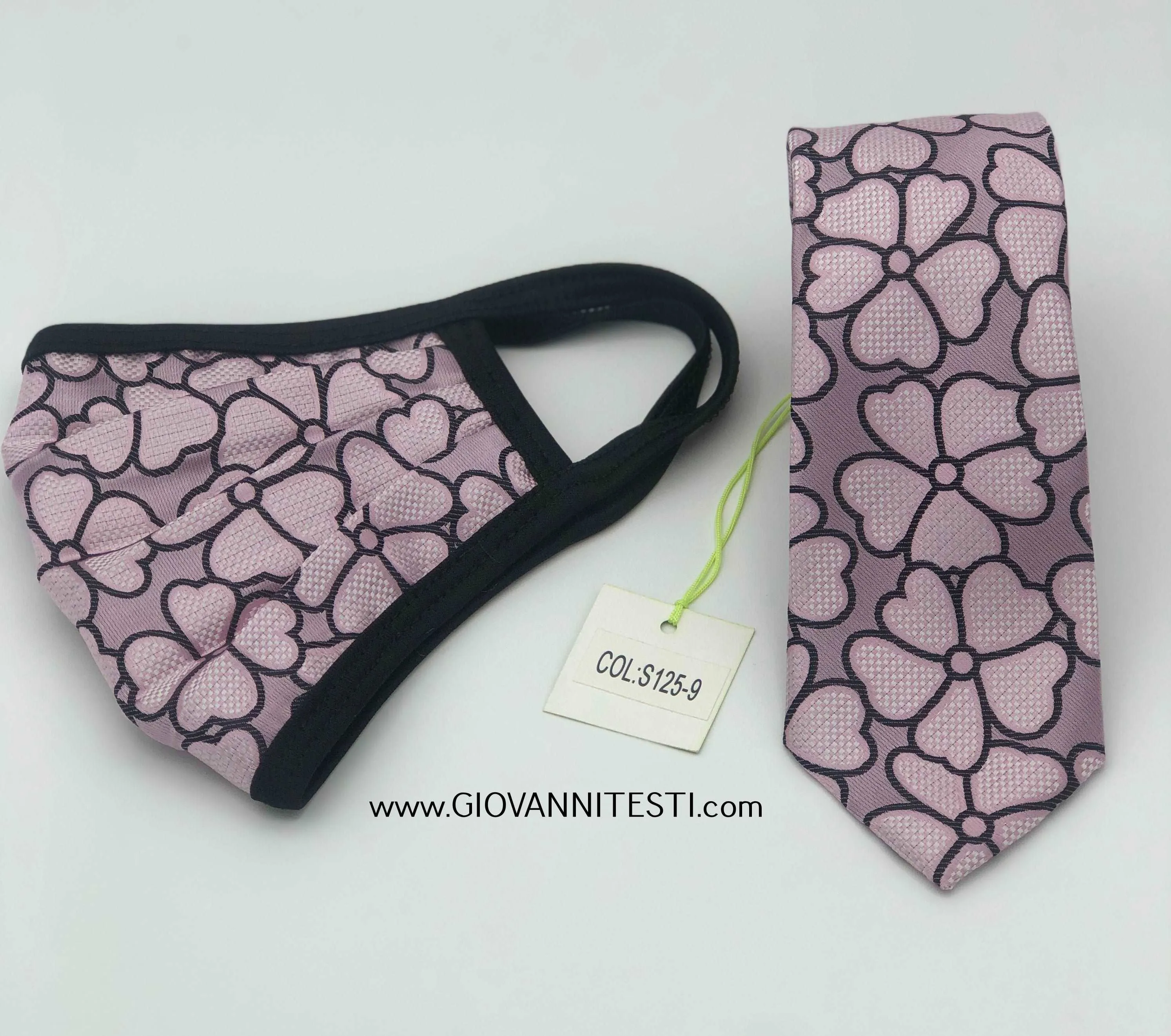 Face Mask & Tie Set S125-9, Pink