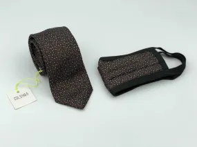 Face Mask & Tie Set S148-5, Brown Dot