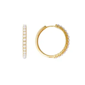 Fairley Slim Crystal Pearl Maxi Hoops