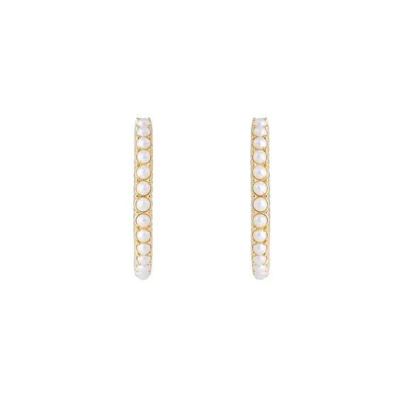 Fairley Slim Crystal Pearl Maxi Hoops