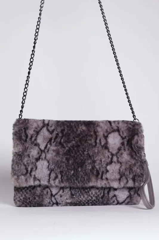 FAUX FUR SHOULDER CLUTCH PURSE