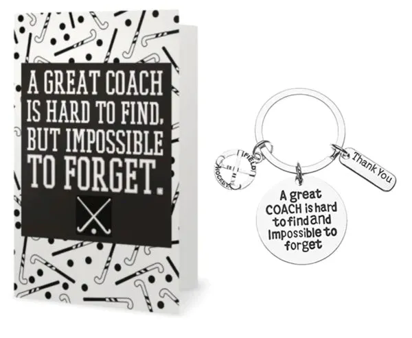 Field Hockey Coach Keychain & Card Gift Set - Pick Charm