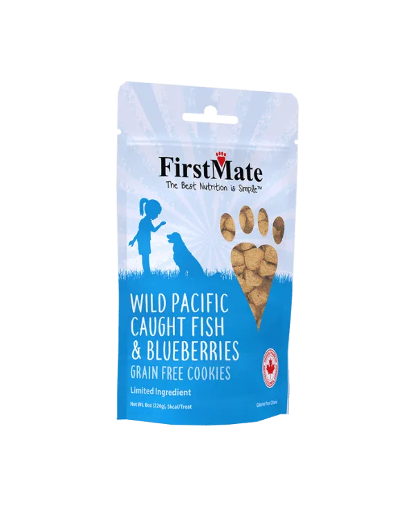 FirstMate Wild Pacific Caught Fish & Blueberries Dog Treats, 8-oz Bag