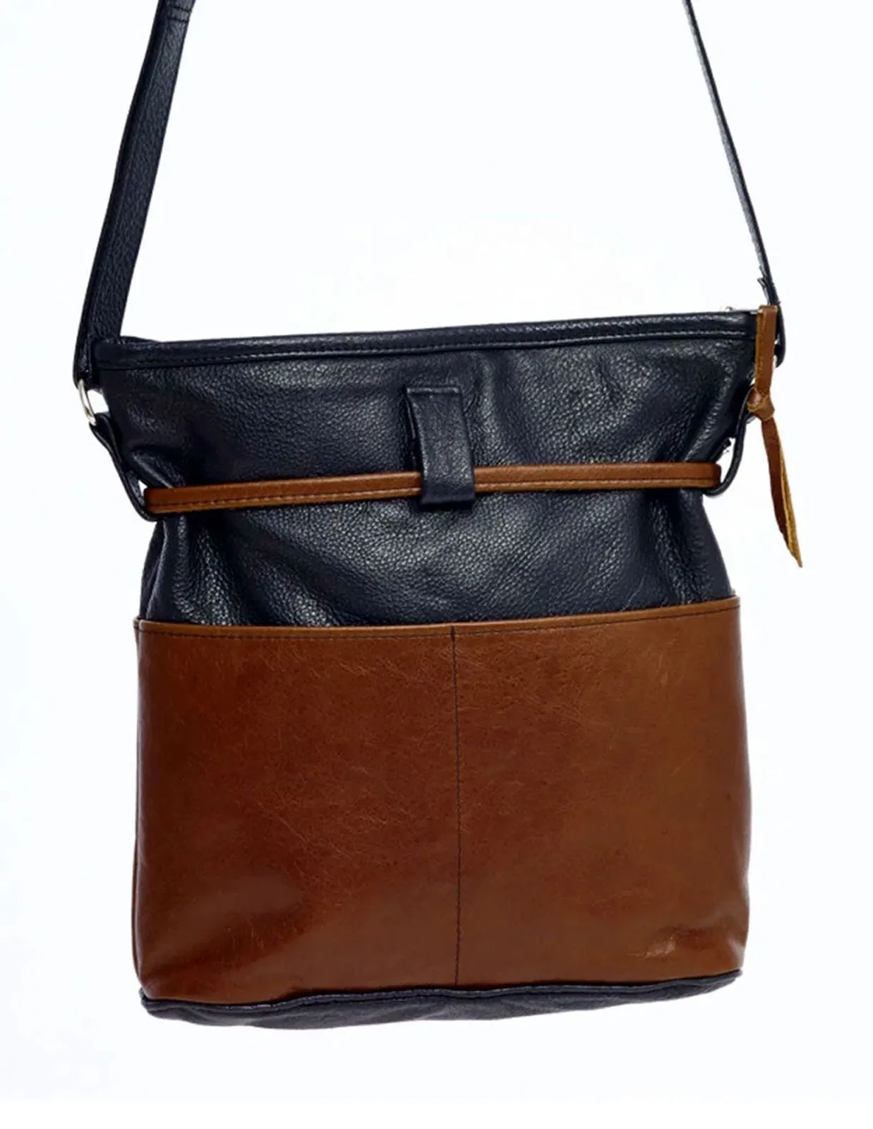 Four-Pocket Drawstring Purse - Medium Genuine Leather Bag