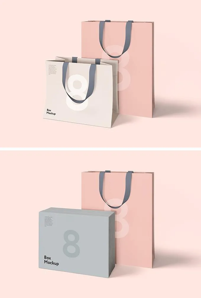 Free Luxury Shopping Box and Bag Mockups