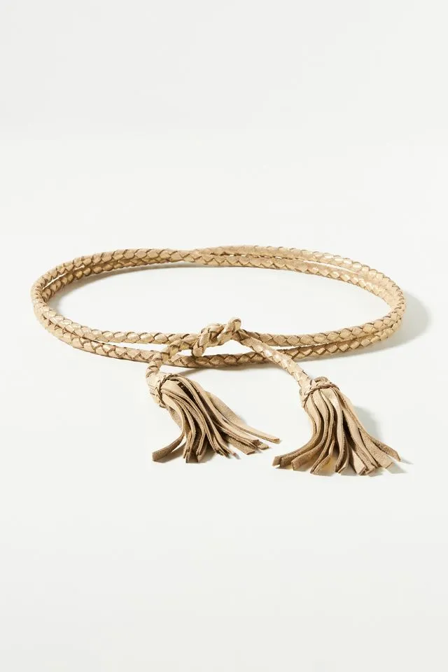 Fringe Soga Leather Belt  - Gold