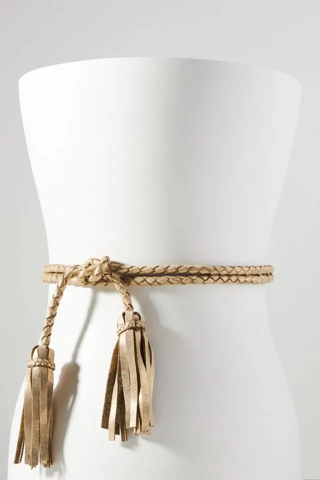 Fringe Soga Leather Belt  - Gold