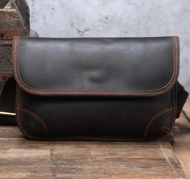 Full Grain Leather Satchel Handmade Leather Messenger Bag Casual Crossbody Bag