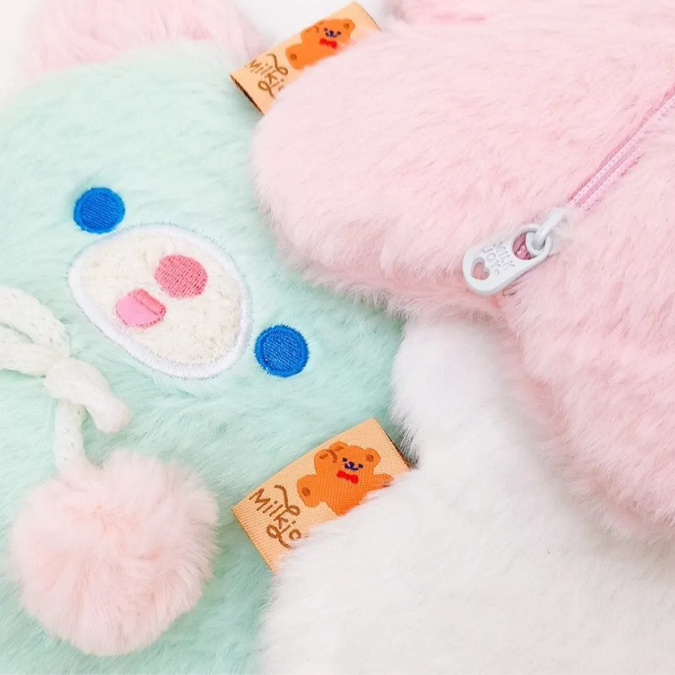 Fuzzy Pastel Bear Stationary Bag