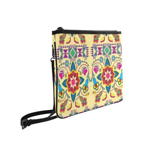 Geometric Floral Winter-Vanilla Slim Clutch Bag