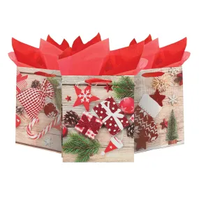 Gift Bags for Christmas - Quality Xmas Gift Bags for Gift Giving - Bulk Mega Pack of 12