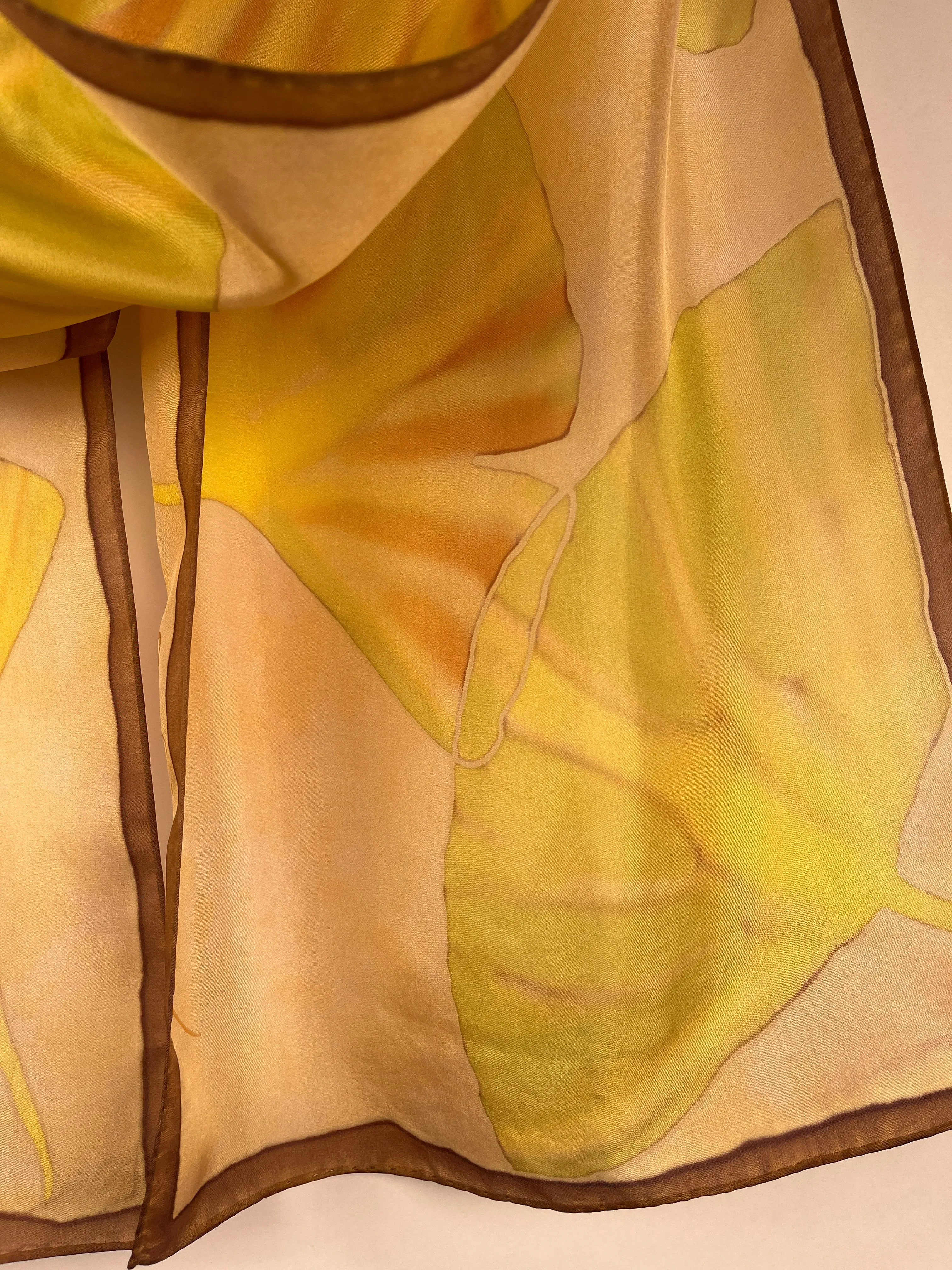 “Great Golden Gingko" - Hand-dyed Silk Scarf - $125