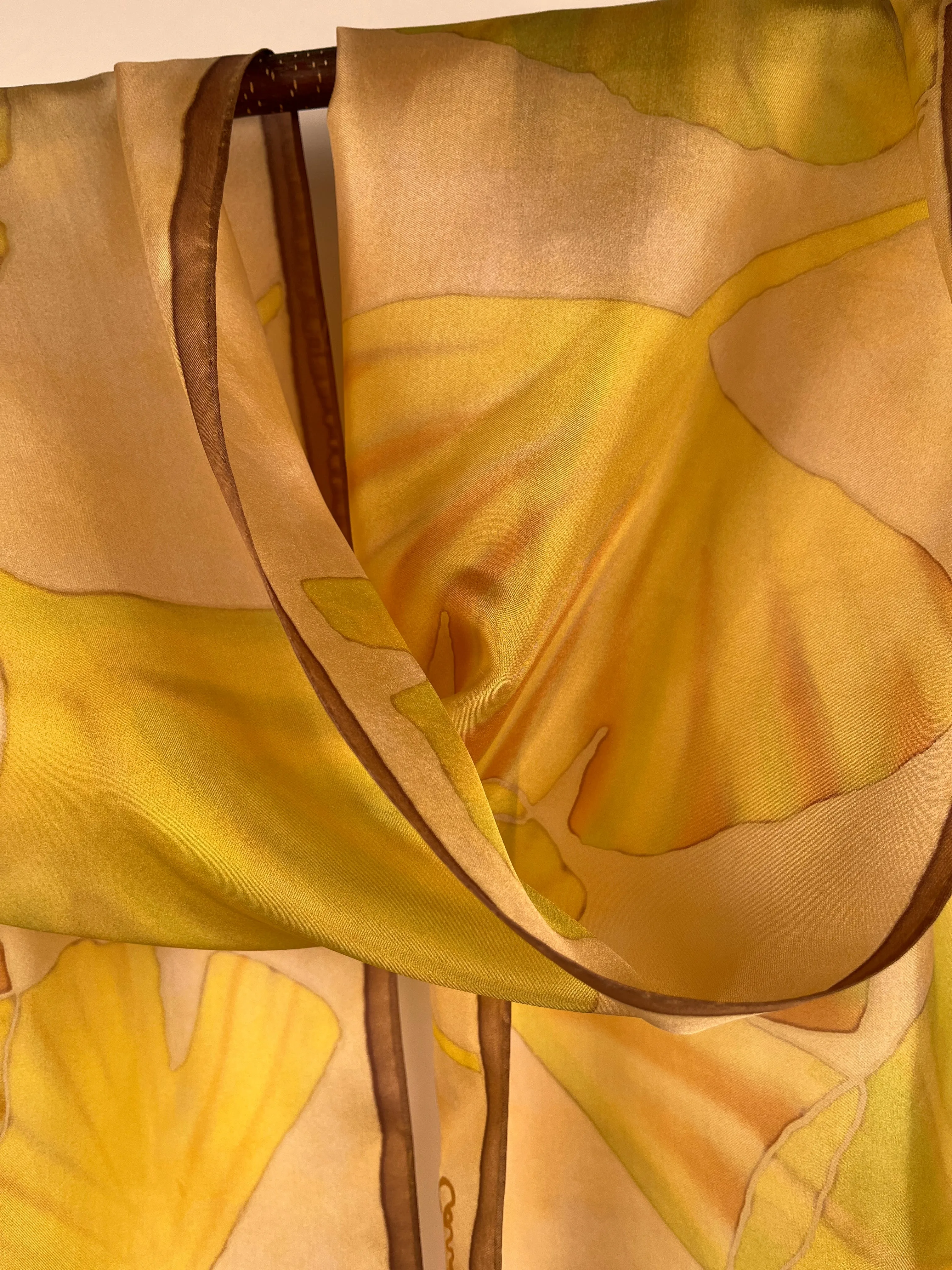 “Great Golden Gingko" - Hand-dyed Silk Scarf - $125