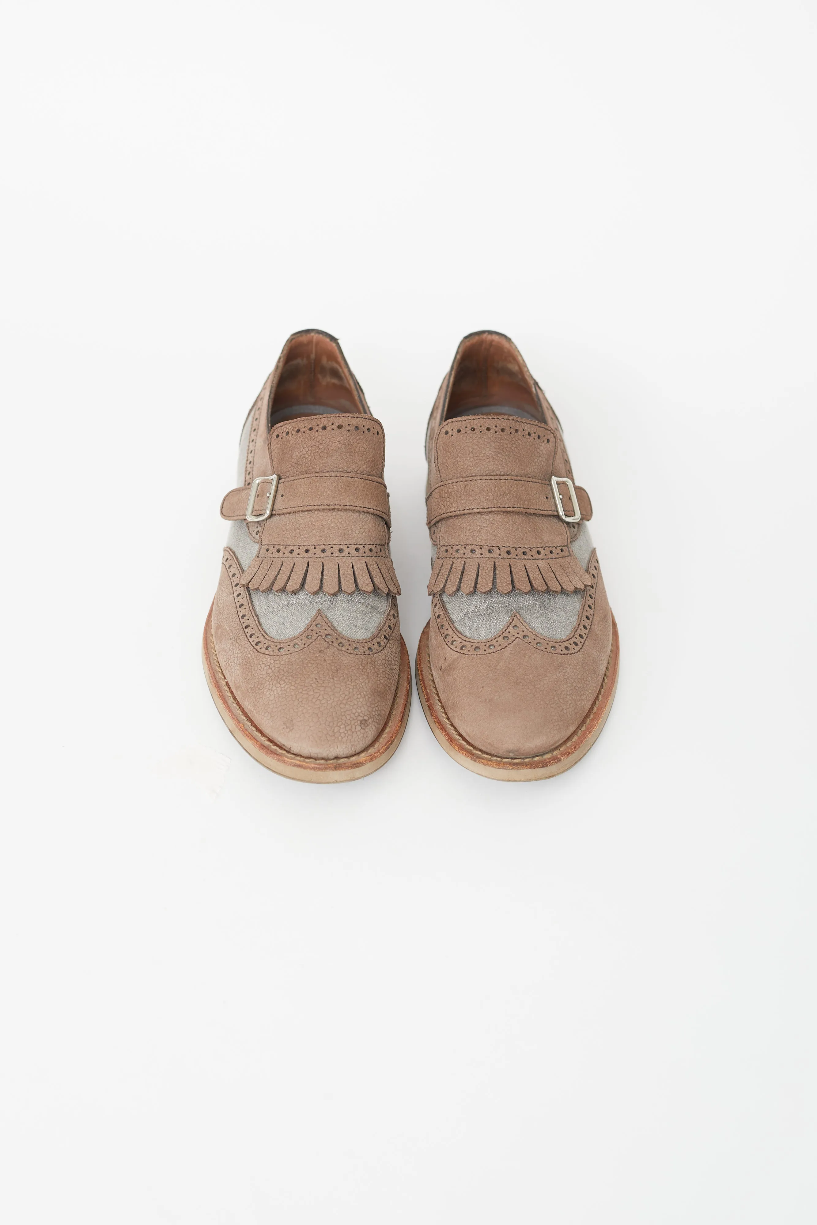 Grey & Brown Fringe Loafer