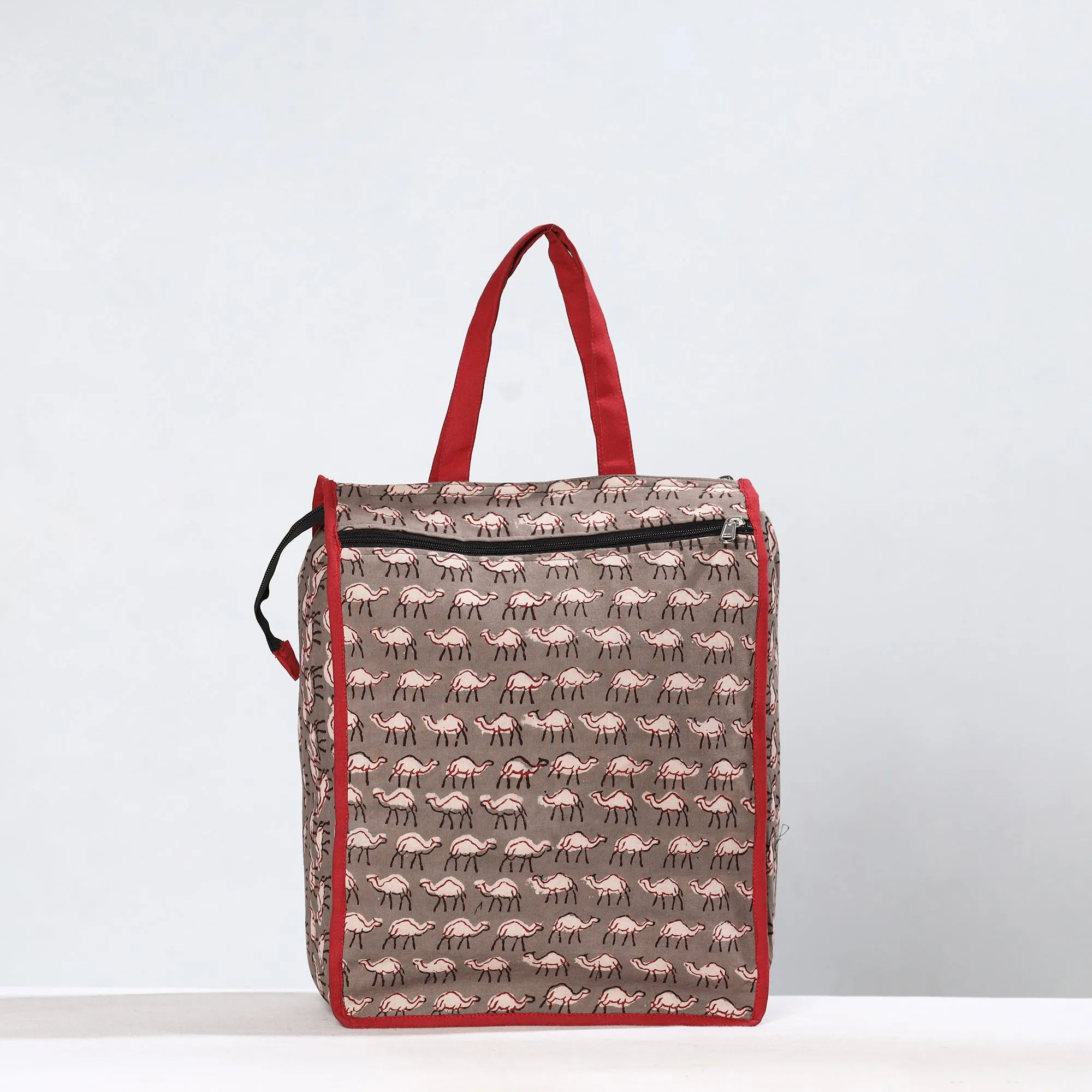 Grey - Handmade Bindaas Block Printed Cotton Shopping Bag 20