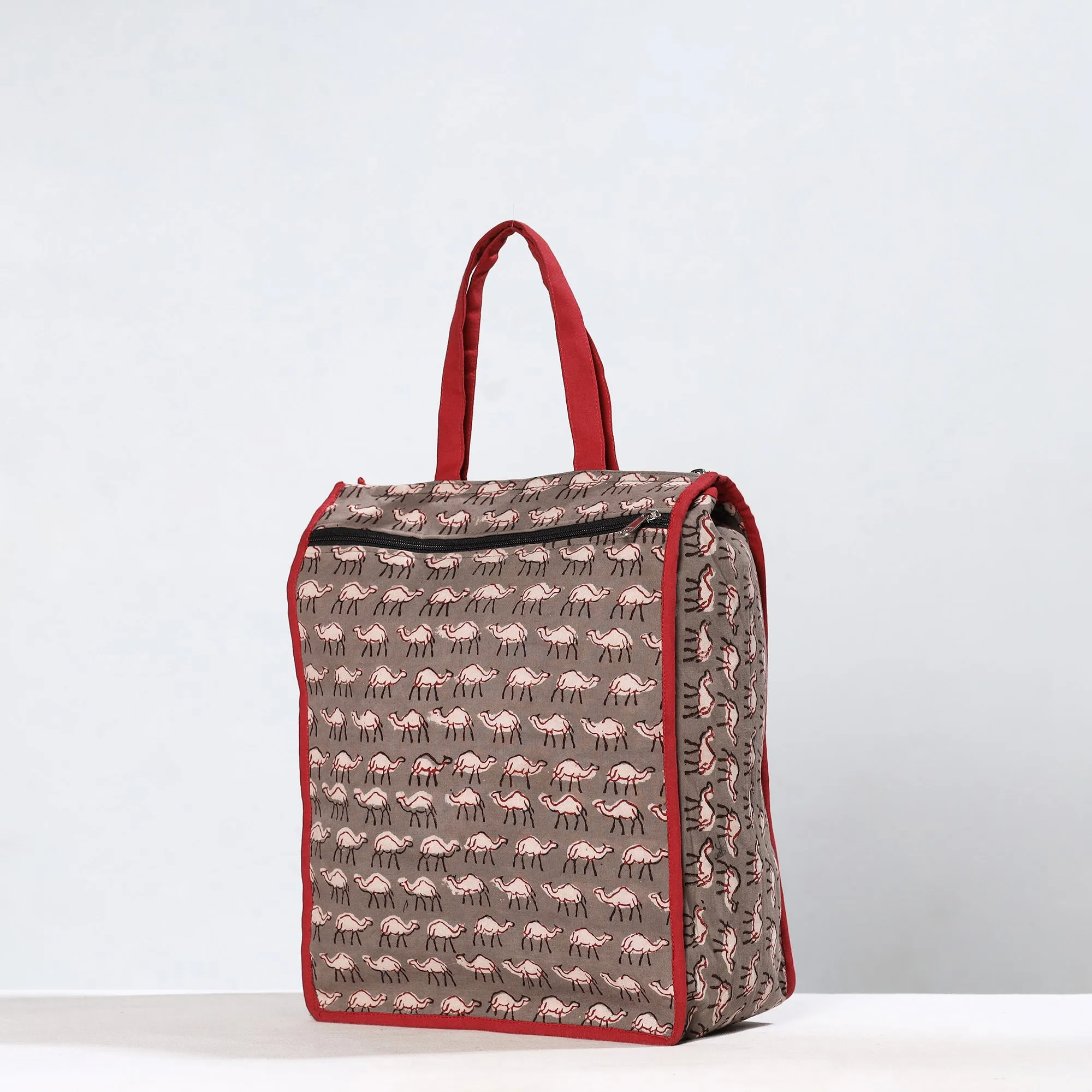 Grey - Handmade Bindaas Block Printed Cotton Shopping Bag 20