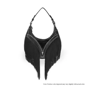 H-FRINGY FRINGE SHOULDER BAG - BLACK