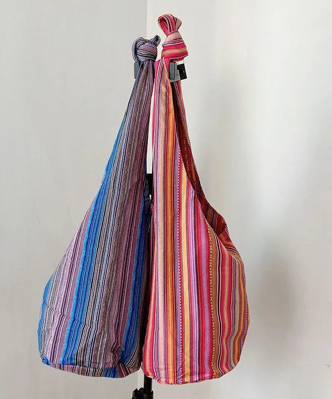 Handmade Blue Striped High-capacity Cotton And Linen Messenger Bag LY1792