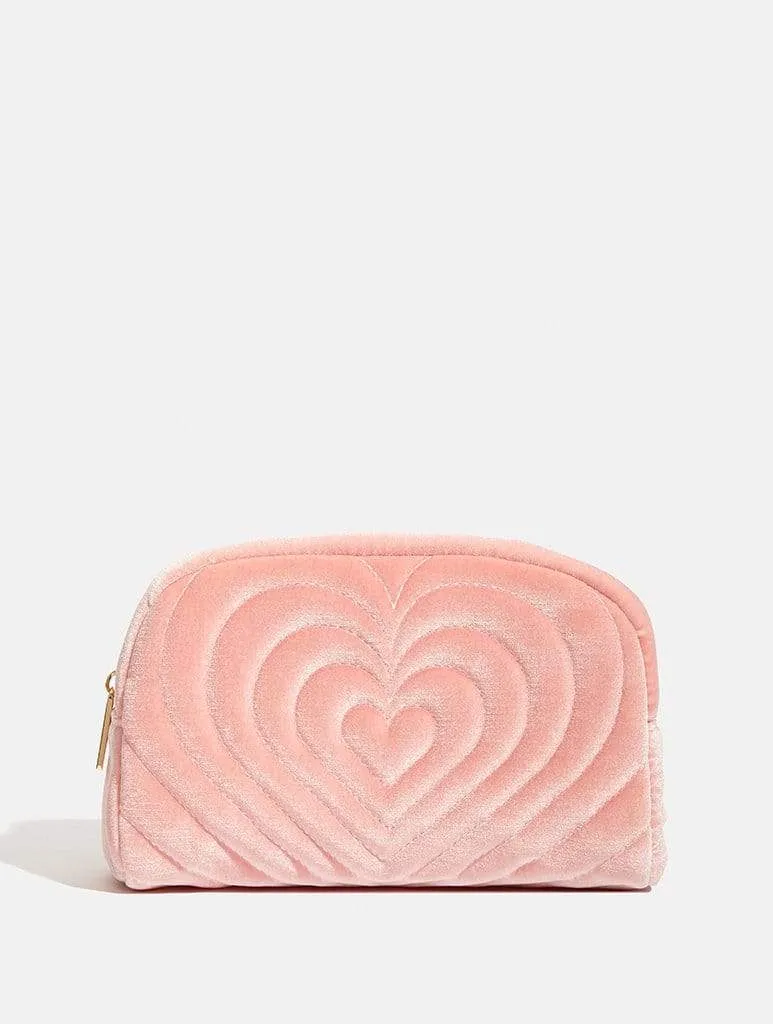 Heart Embroidery Makeup Bag