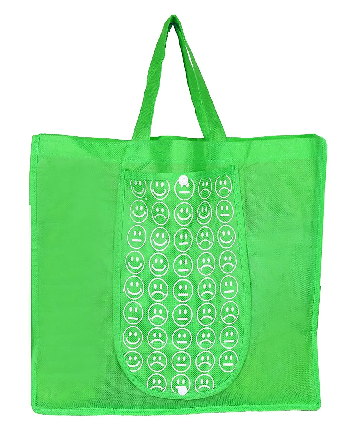 Heart Home Non-Woven Foldable Shopping Bag|Reusable Travel Tote Bag|Gift Bag|Grocery Bag For Vegetable|Pack of 3 (Blue & Green & Deep Yellow)