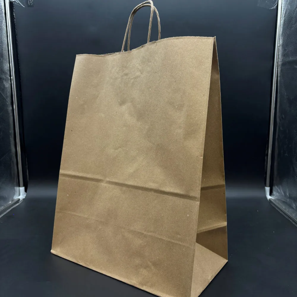 Heavy-Duty Paper Shopping Bag Kraft #65 Basis with Twist Handle 13" x 7" x 17" 87128 - 250/Case