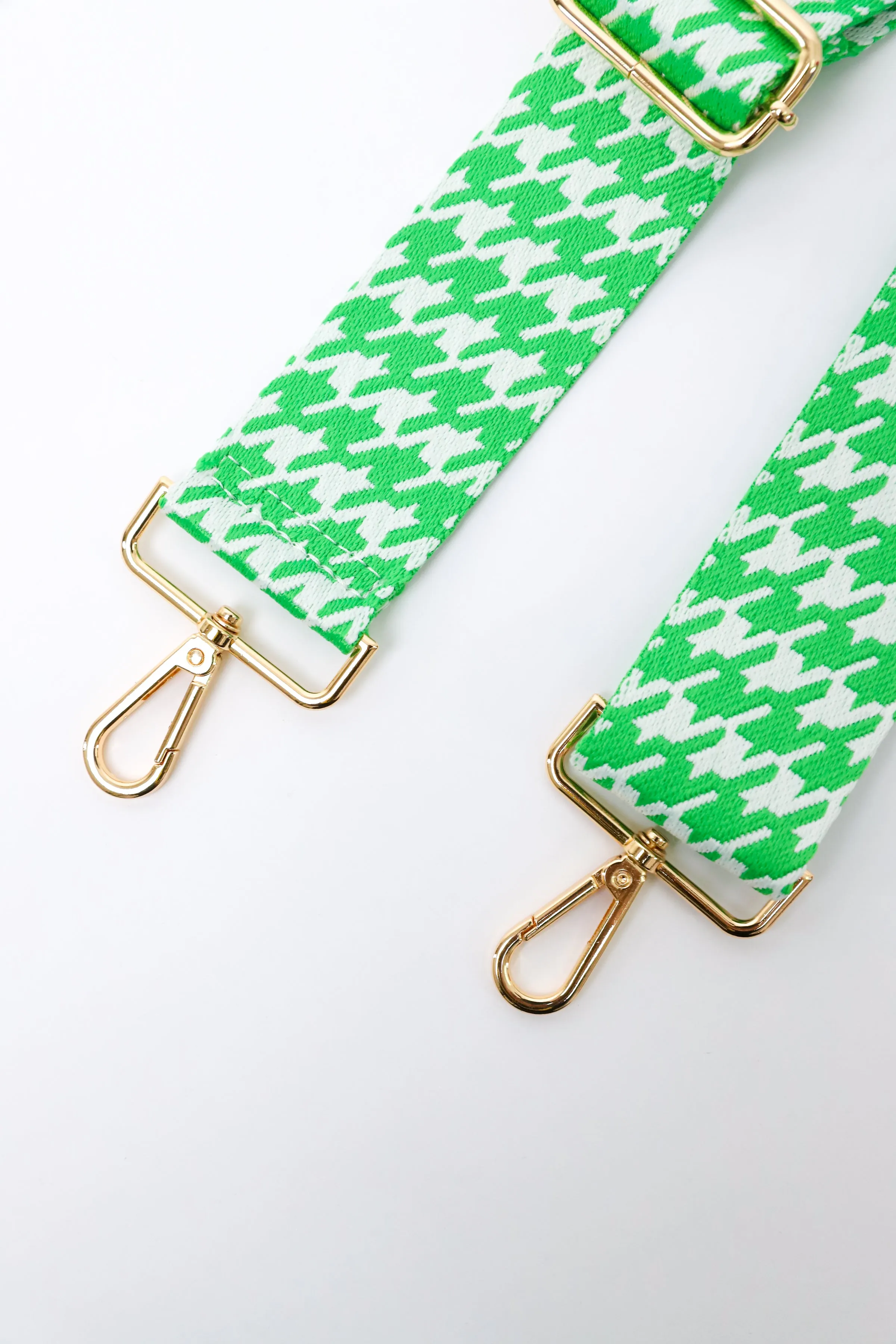 Herringbone Green & White Bag Strap