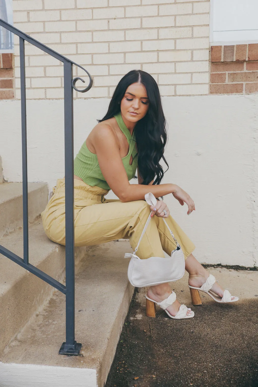 High Waisted Paper Bag Trousers (TAN)