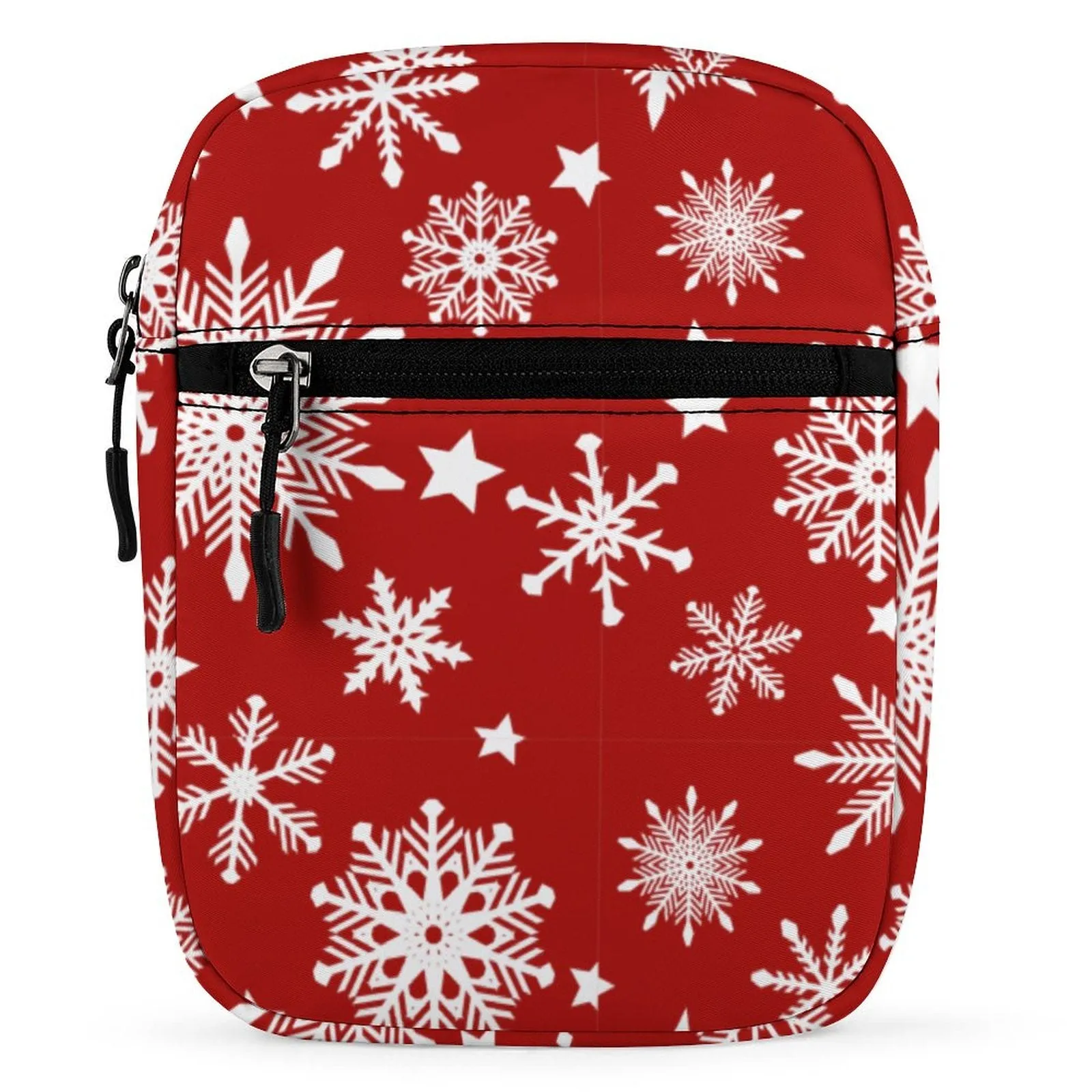 Holiday Pattern Snowflakes on a Red Small Messenger Bag (All-Over Printing)