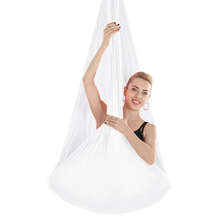 Indoor Anti-gravity Yoga Knot-free Aerial Yoga Hammock with Buckle / Extension Strap, Size: 400x280cm(White)