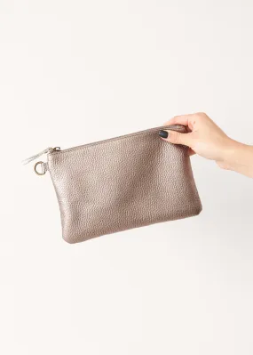 JODY LEATHER CLUTCH BAG - BRONZE