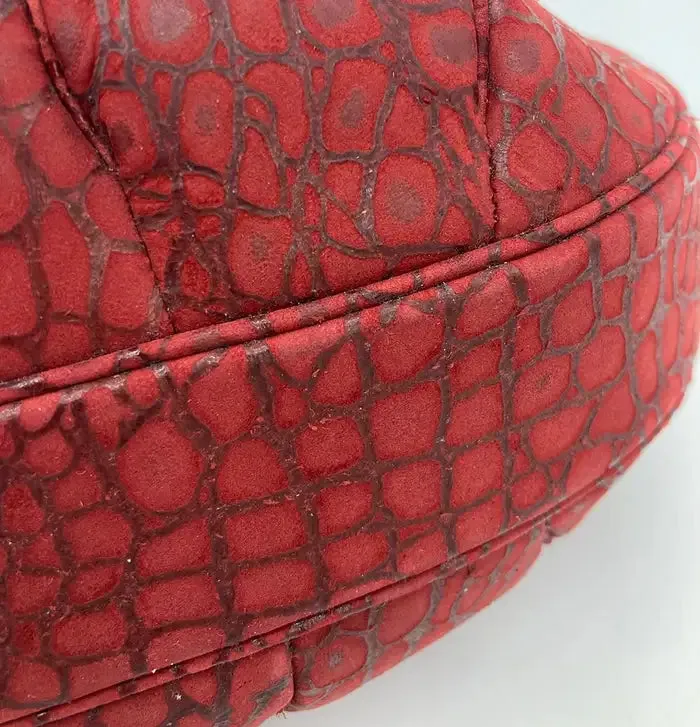 Judith Leiber Red Embossed Alligator Clutch