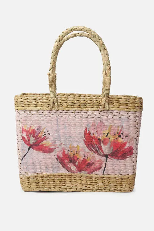 Kauna Grass Handpainted Shopping Basket