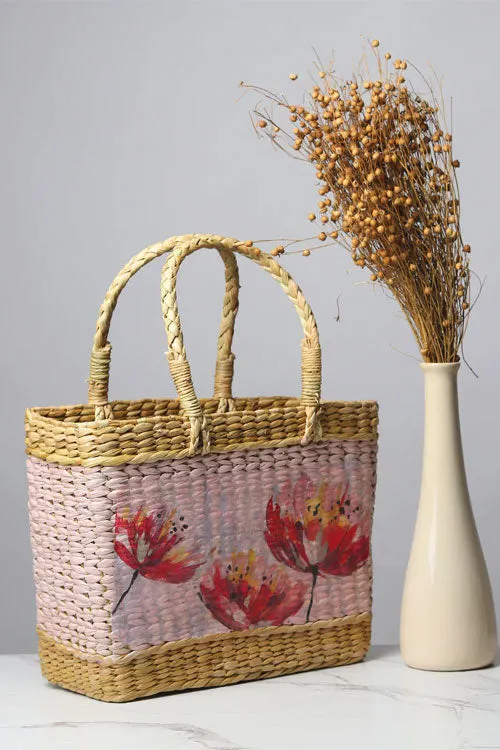 Kauna Grass Handpainted Shopping Basket