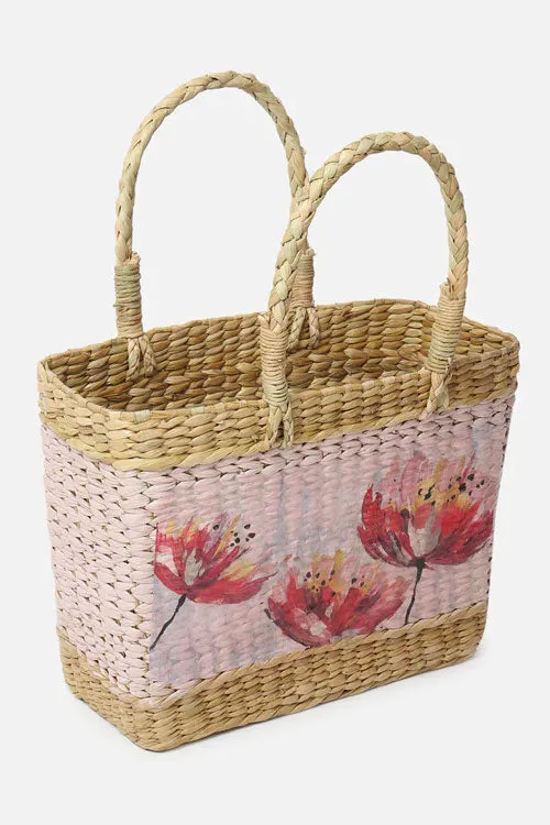 Kauna Grass Handpainted Shopping Basket